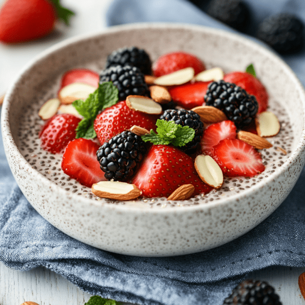 Chia pudding keto con yogurt griego