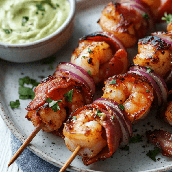 Pinchos keto de langostinos y mayonesa casera de palta