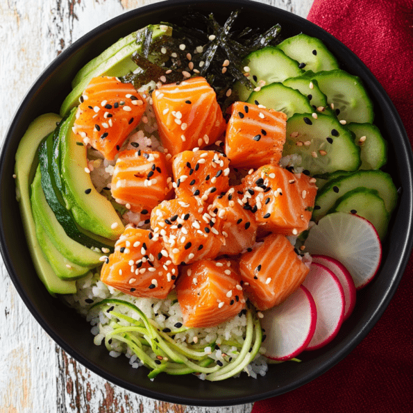 Poke keto arroz coliflor