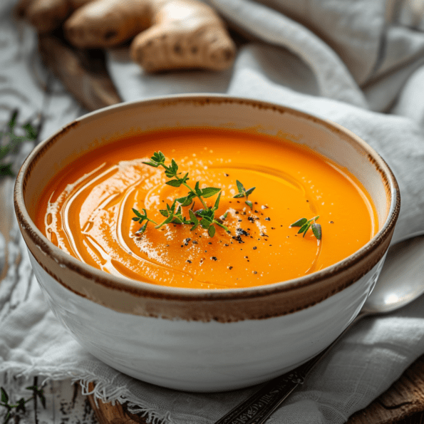 Sopa cremosa de zanahorias, jengibre y mascarpone