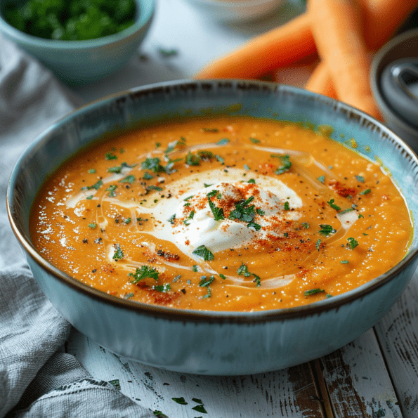 Sopa picante de lentejas turcas y zanahoria