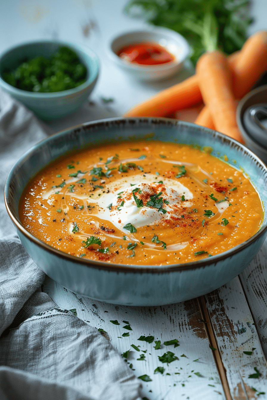 Sopa picante de lentejas turcas y zanahoria